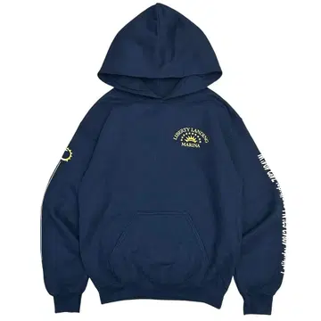 Y2K 빈티지 후드 맨투맨 해양 기업물 소매 프린트 네이비 S