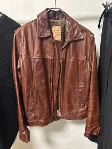 gigli 브라운 가죽 싱글 라이더 자켓 블루종 아우터