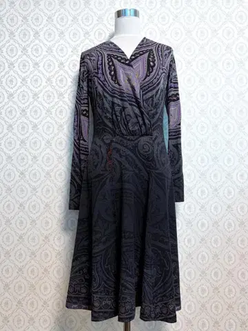 ETRO 에트로 페이즐리 무늬 원피스 퍼플 그라데이션 보라색 울