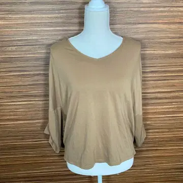 디스코트 Discoat T셔츠 브라운 칠부 무지 레이온