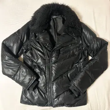 y2k 시크 스타일 그런지 퍼 달린 다운 자켓