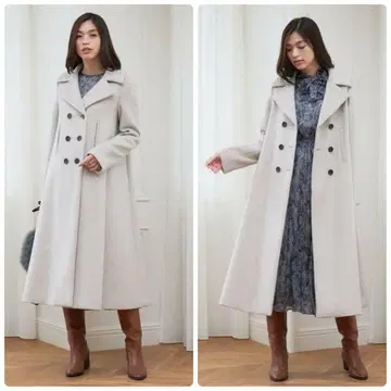 울 더블 플레어 코트