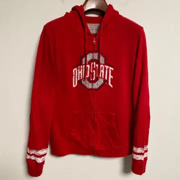 OHIO STATE 풀 지퍼 속기모 후드티 자켓 빨간색 L