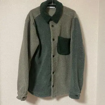 ZARA 플리스 자켓 L-XL 그린 모스그린 보아