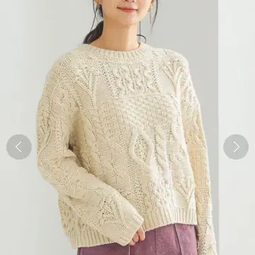 컨디션 최상 BEAMS HEART 스웨터 니트 아이보리 계열 울 혼방