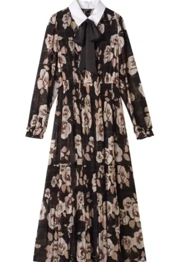 CORCOVADO 화이트 카라 쉬폰 보타이 드레스