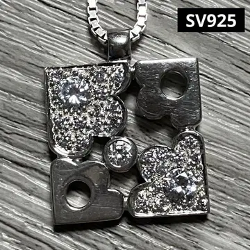 SV925 실버 플라워 스퀘어 목걸이 지르코니아 스톤