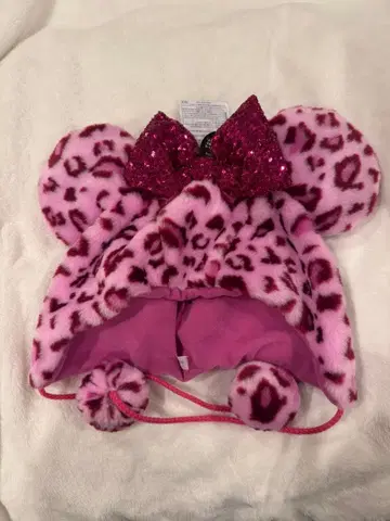디즈니 팬 캡 레오파드 무늬 핑크