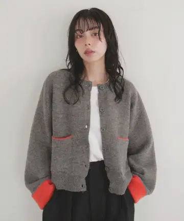 LIAN 알파카 터치 바이컬러 가디건