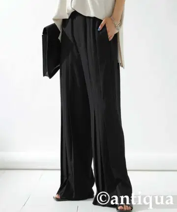 antiqua 플리츠 디자인 팬츠 블랙