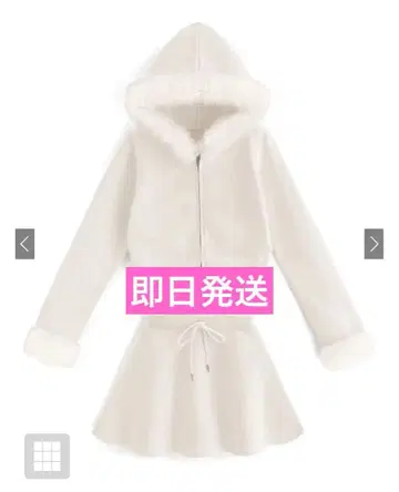 새상품급 GRL 퍼 후드티 x 플레어 스커트 니트 셋업 an1481