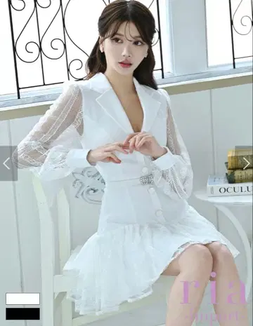 화이트 레이스 소매 셔츠 드레스