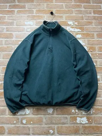 푸마 플리스 자켓 하프 지퍼 센터 로고 그린 자수 구제 의류