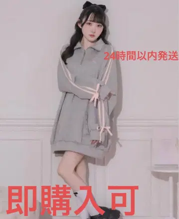 pium 더블 라인 오버 사이즈 맨투맨 원피스 혼다 마유키