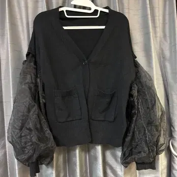 2way 니트 가디건 봉긋 소매 튤