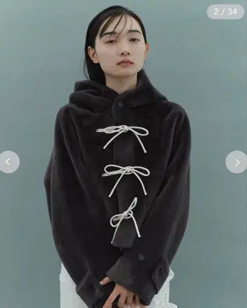 FURFUR 리본 숏 더플 코트