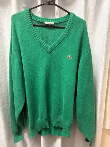 Lacoste V넥 니트 가디건 그린 레어