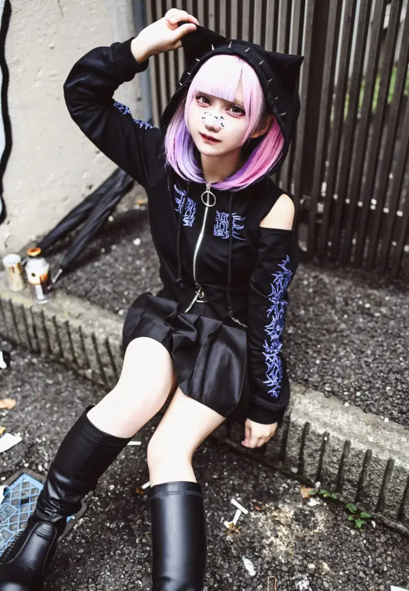 Kry clothing Nekomimi off-shoulder crop yansan-hyeong jire-gye subculture