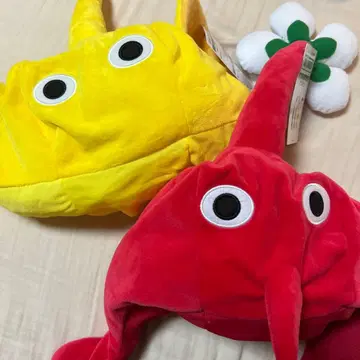 피크민 모자 빨간색과 옐로우 컬러 세트