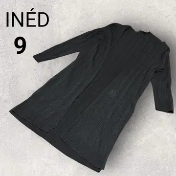 이네드 긴팔 리브 가디건 롱 사이즈 9 블랙 무지 겉옷 일본제