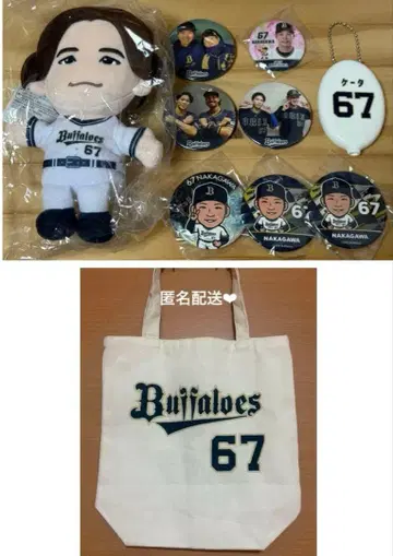 오릭스 나카가와 케이타 선수 봉제 인형 캔뱃지 코인 케이스 토트백