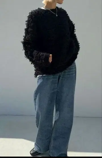 시마무라 anna 님 루프 프린지 니트 풀오버 L 사이즈 중 블랙