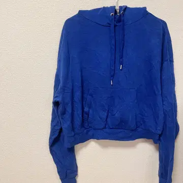 H&M [S] 후드 부착 파랑 트레이닝복 상의 크롭 기장