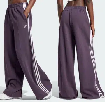 adidas 쓰리스 스트라이프 루즈 프렌치 테리 와이드 레그 팬츠