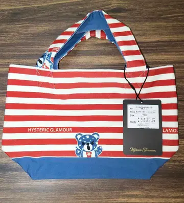 HYSTERIC GLAMOUR 스트라이프 퍼킹 베어 패턴 미니 토트백