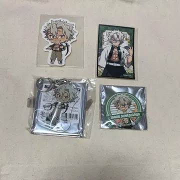 귀멸의 칼날 시나즈가와 사네미 아크릴 스탠드 캔뱃지 스탬프 씰 세트