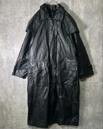 최고급 가죽 트렌치코트 헤비웨이트 Thinslate 라이너 블랙