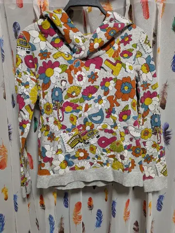 RCWB 컬러풀 꽃무늬 후드 부착 후드티 S 사이즈 포켓