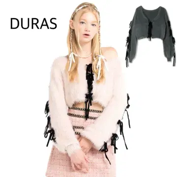 미사용 DURAS 리본 포함 샤기 니트