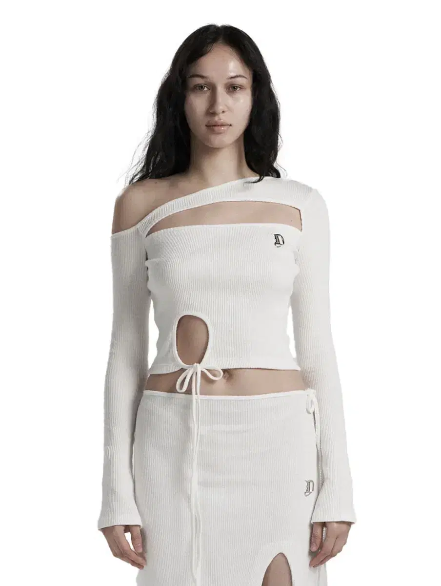 Odor Slit Top White Long Sleeve T-shirt