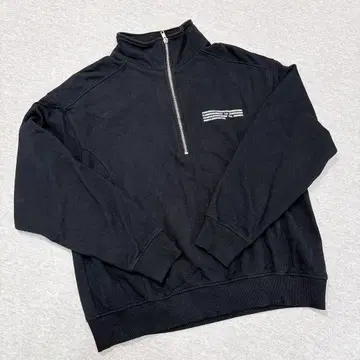 지나시스 레터 프린트 하프 ZIP 맨투맨 프리 사이즈 블랙 면 100%