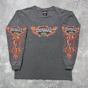 HARLEY DAVIDSON 긴팔 티셔츠 파이어 패턴