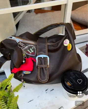 누구 후프 빈티지 벨트 숄더백