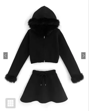 GRL 퍼 후드티 x 플레어 스커트 니트 셋업 an1481