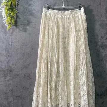 드레스킵 플리츠 스커트 롱 기장 레이스 스커트 전체 레이스 페미닌