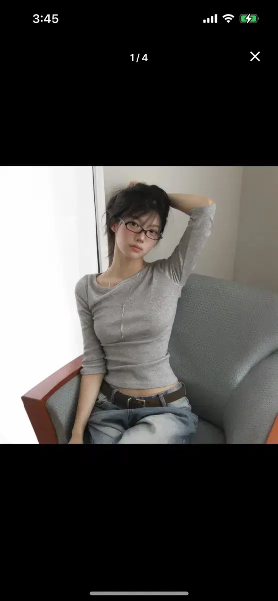 Ablly Modimood Round Neck 7-Part T-shirt Gray