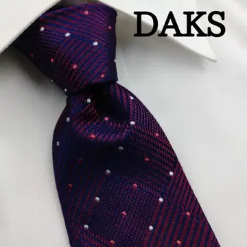 닥스 고급 실크 넥타이 도트 무늬 퍼플