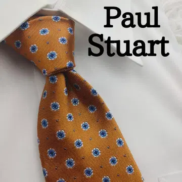 폴 스튜어트 고급 실크 넥타이 올 패턴 오렌지 베이지