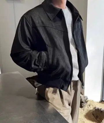 블랙 스웨이드풍 자켓