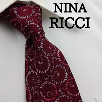 니나리치 고급 실크 넥타이 올 패턴 보르도
