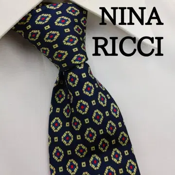 니나리치 고급 실크 넥타이 올 패턴 다크 네이비
