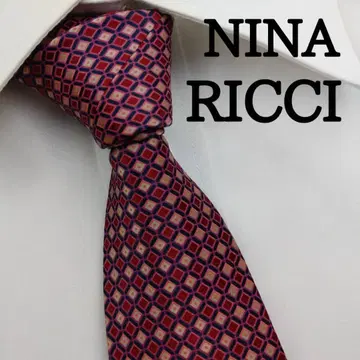 니나리치 고급 실크 넥타이 올 패턴 와인