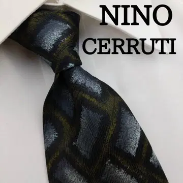 니노셀티 고급 실크 넥타이 올 패턴 다크 그린