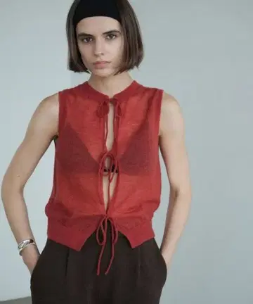 CLANE W FACE SHEER RIBBON KNIT TOPS