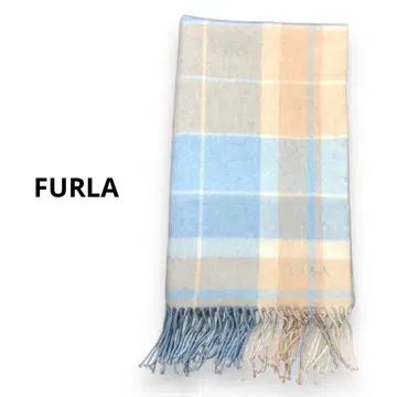 FURLA 울 캐시미어 머플러 블록 체크 머플러 빅 머플러