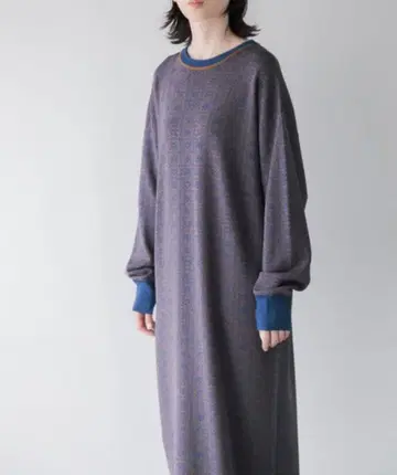 yuw 자카드 크루 원피스 니트 원피스